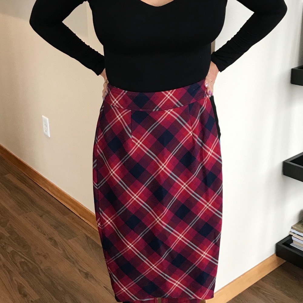 Free People plaid high low skirt size 2